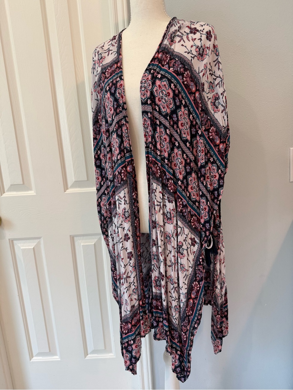 Knox Rose Floral Paisley Print Swim Coverup in Pink, Teal, Navy
